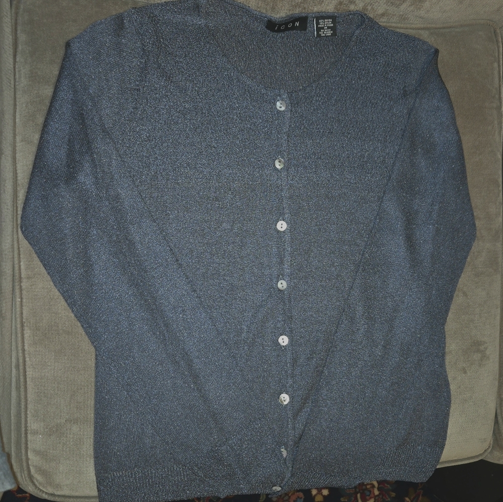 ICON Slate Blue Rayon/Nylon Twinset Cardigan Tank Size M NWOT